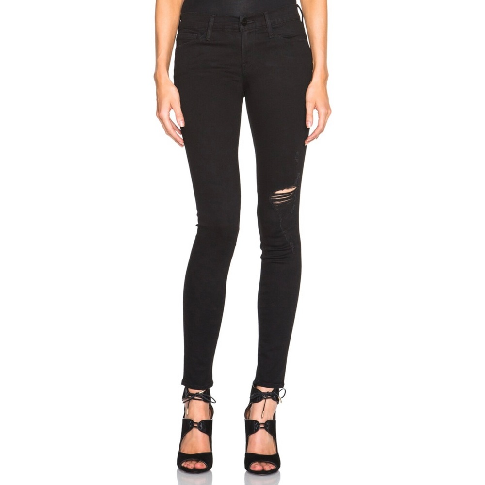 Frame Le Skinny De Jeanne Distressed Skinny Jeans, Size 25